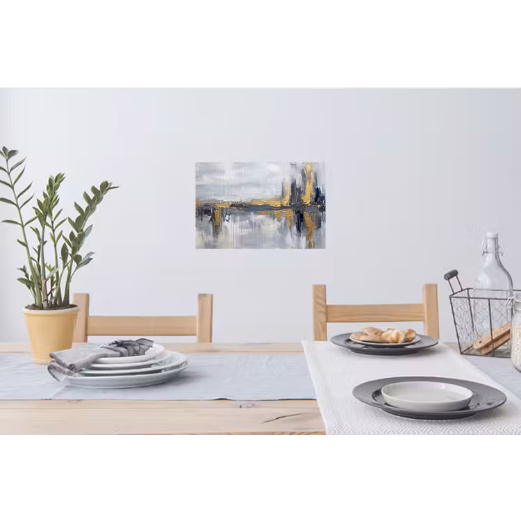 Abstract - Structuur - Goud - Grijs - Modern Muursticker klein -eettafel