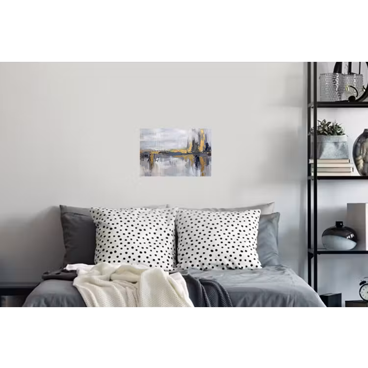 Abstract - Structuur - Goud - Grijs - Modern Muursticker klein -slaapkamer