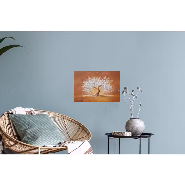 Abstract - Boom - Wit - Bladeren Muursticker klein -plant