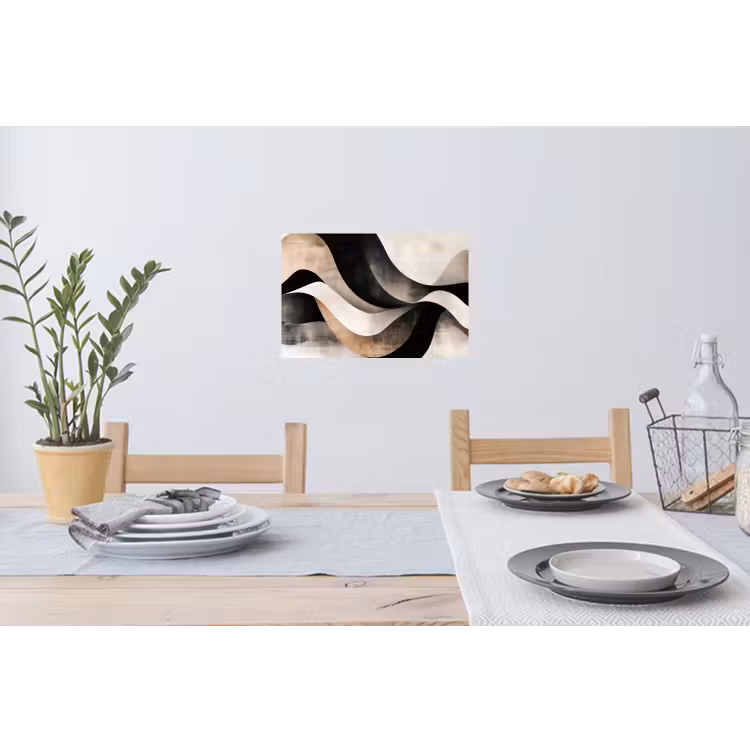 Abstract - Golven - Zwart - Verweerd Muursticker klein -eettafel