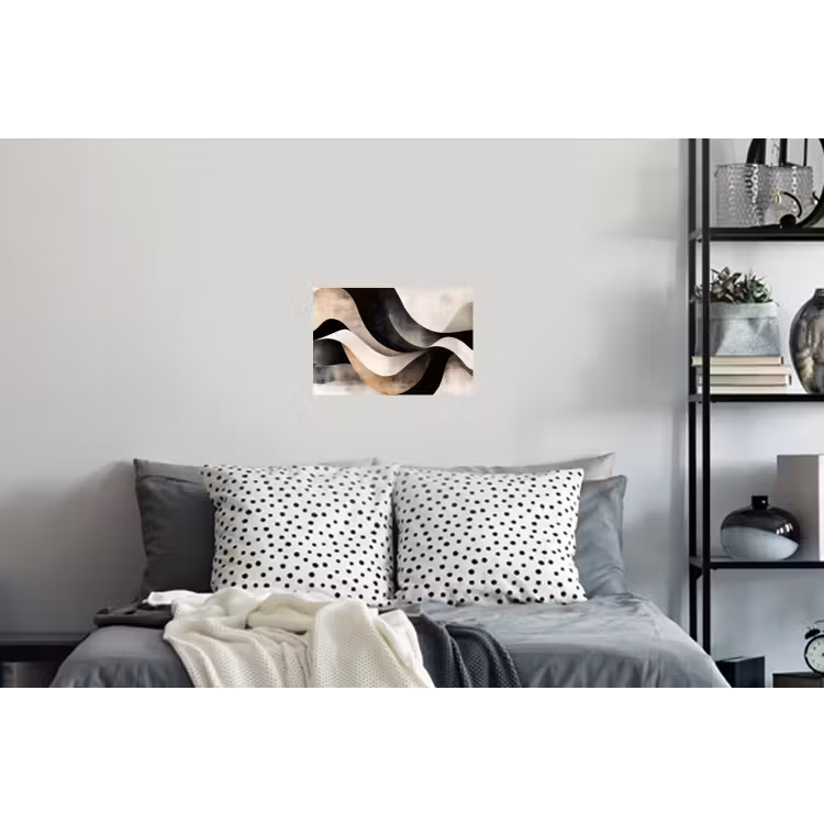 Abstract - Golven - Zwart - Verweerd Muursticker klein -slaapkamer