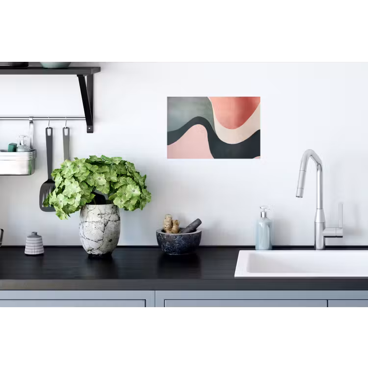 Abstract - Golven - Sierlijk - Roze Muursticker klein -keuken