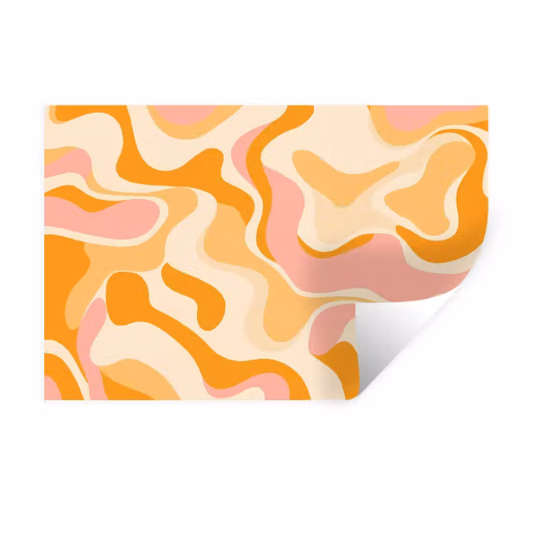 Abstract - Golvend - Oranje Muursticker klein -3d