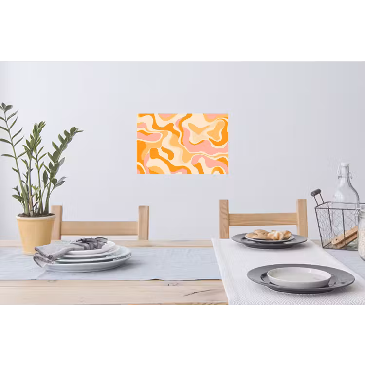 Abstract - Golvend - Oranje Muursticker klein -eettafel