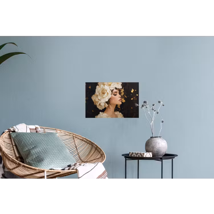 Abstract - Vrouw - Bloemen - Wit Muursticker klein -plant
