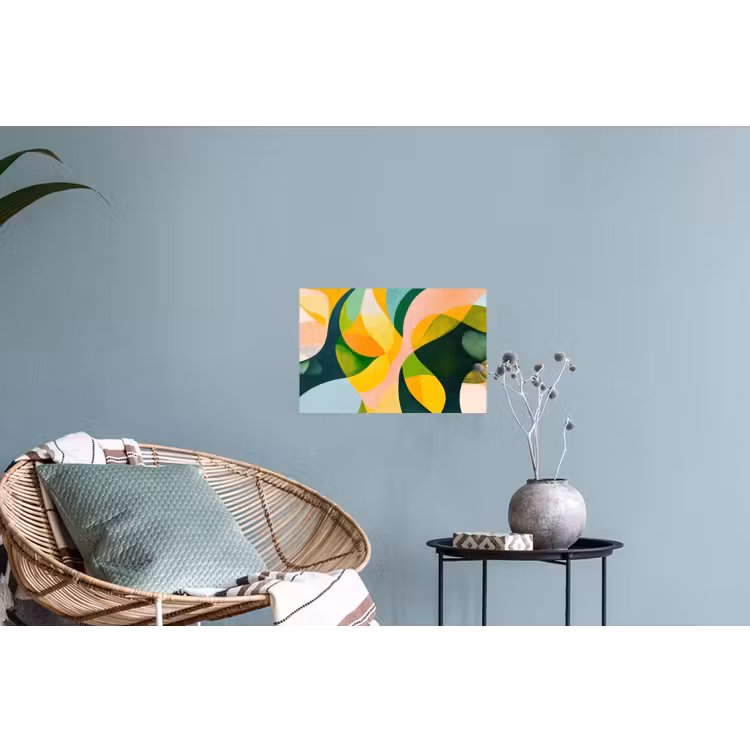 Abstract - Geel - Roze - Groen Muursticker klein -plant