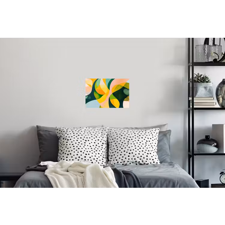 Abstract - Geel - Roze - Groen Muursticker klein -slaapkamer