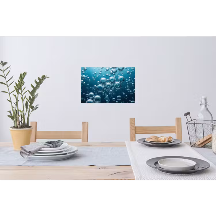 Luchtbellen - Dynamisch - Blauw Muursticker klein -eettafel