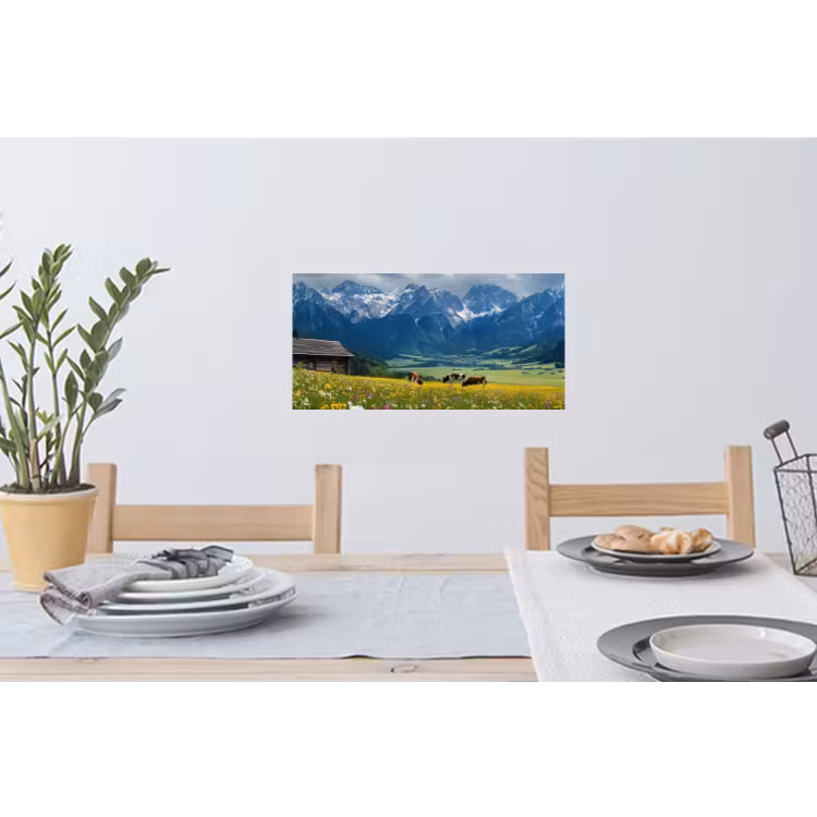 Alpen - Weide - Bergen - Koeien Muursticker klein -eettafel