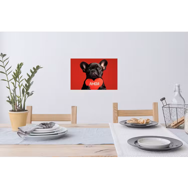 Amor - Hond - Hartje - Rood Muursticker klein -eettafel