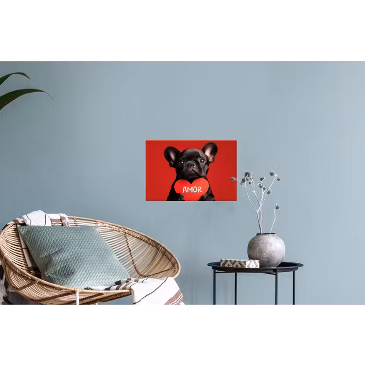 Amor - Hond - Hartje - Rood Muursticker klein -plant