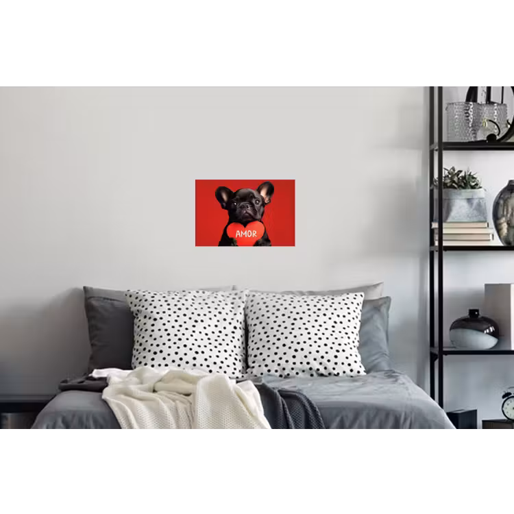 Amor - Hond - Hartje - Rood Muursticker klein -slaapkamer