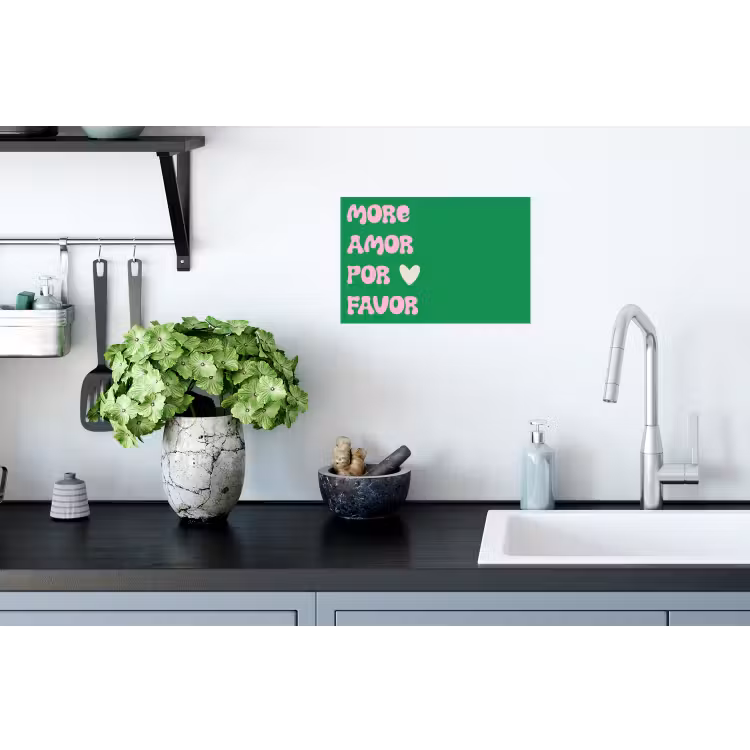 Amor - Valentijn - Groen - Tekst Muursticker klein -keuken