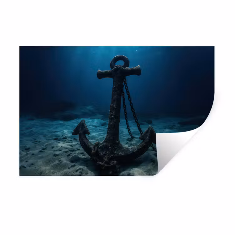 Anker - Ijzer - Zeebodem - Zand Muursticker klein -3d