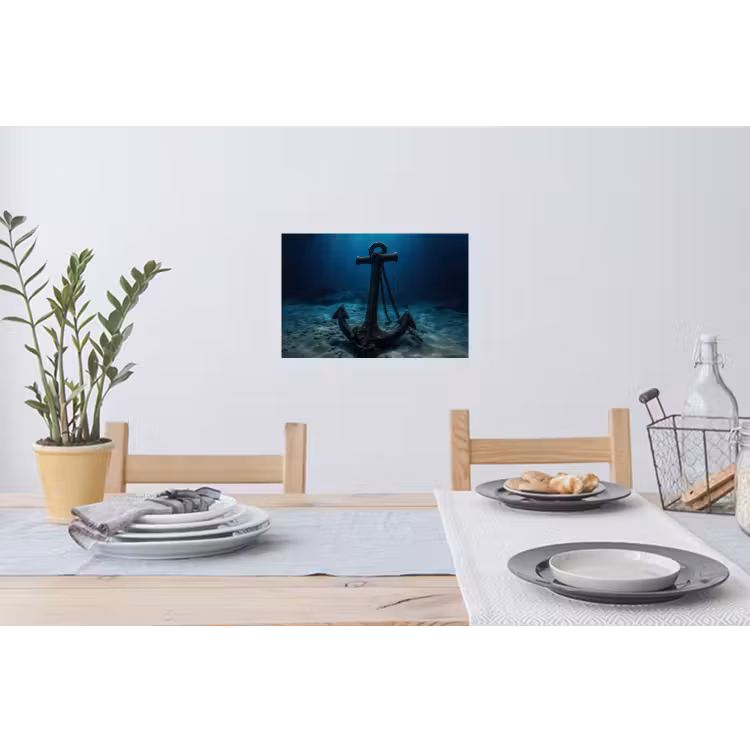 Anker - Ijzer - Zeebodem - Zand Muursticker klein -eettafel