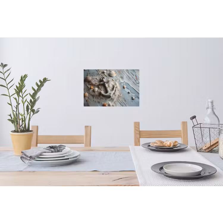 Anker - Hout - Schelpen - Zand Muursticker klein -eettafel