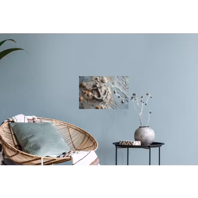 Anker - Hout - Schelpen - Zand Muursticker klein -plant