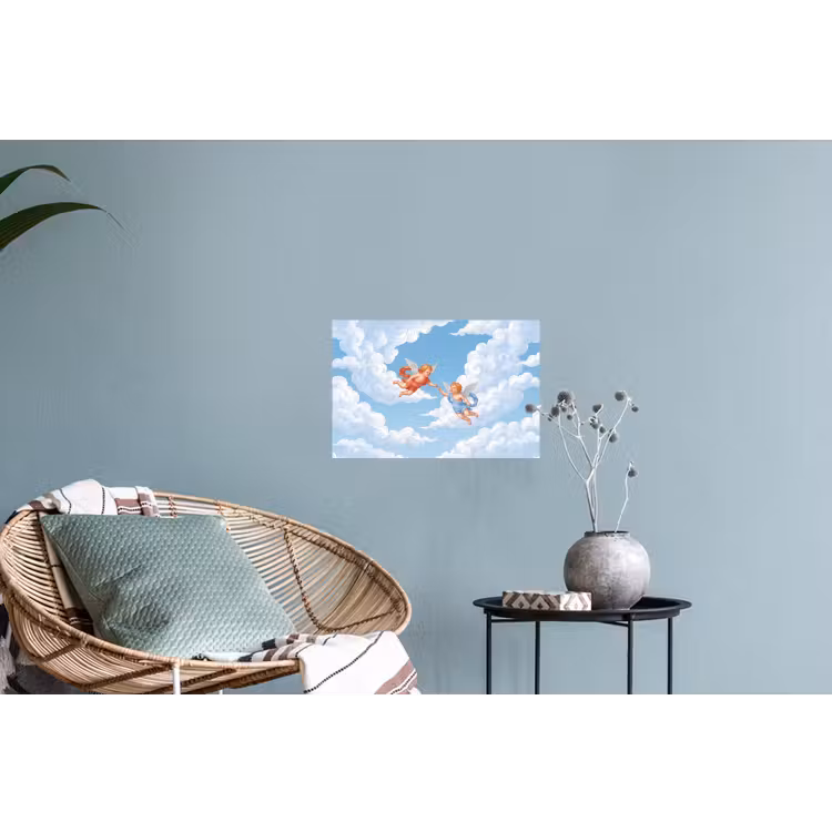Engel - Vliegend - Klassiek - Blauw Muursticker klein -plant
