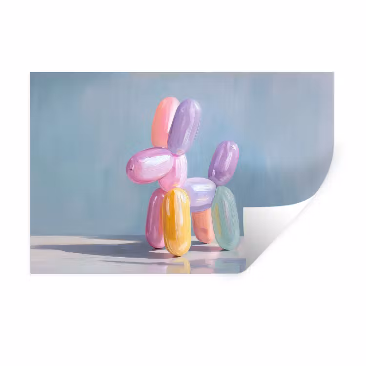 Dier - Ballon - Pasteltinten - Glanzend Muursticker klein -3d