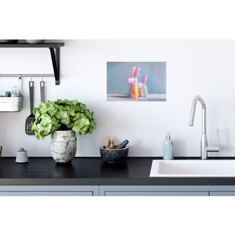 Dier - Ballon - Pasteltinten - Glanzend Muursticker klein -keuken