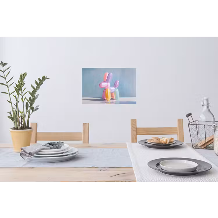 Dier - Ballon - Pasteltinten - Glanzend Muursticker klein -eettafel