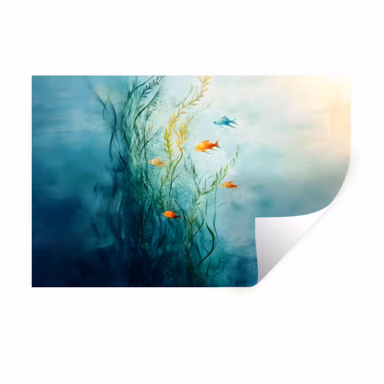 Waterplanten - Vissen - Kleurrijk - Water Muursticker klein -3d