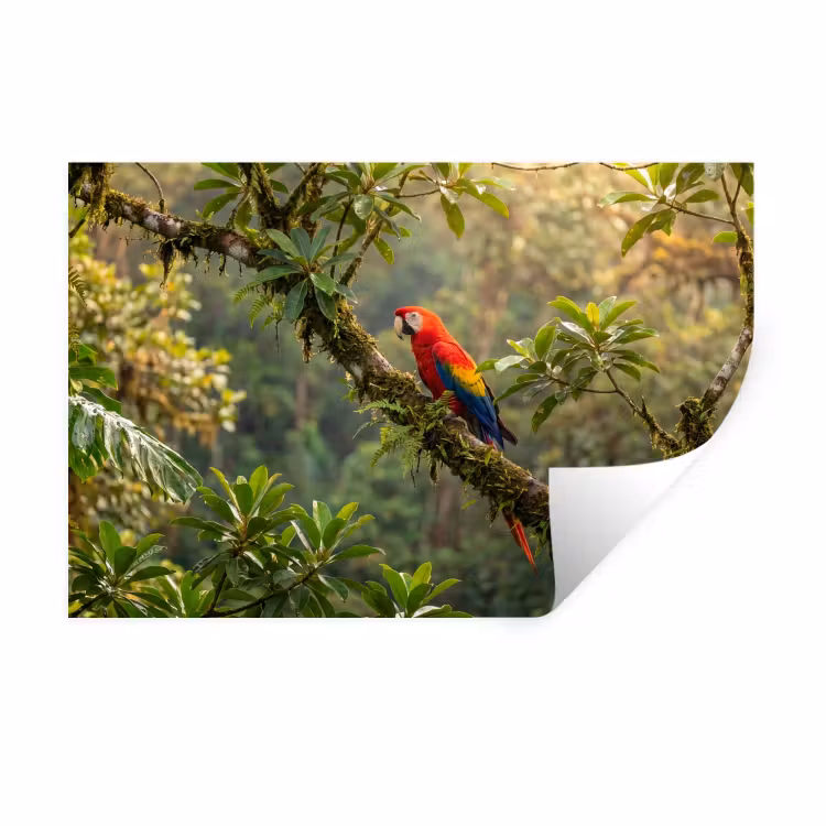 Ara - Jungle - Rood Muursticker klein -3d