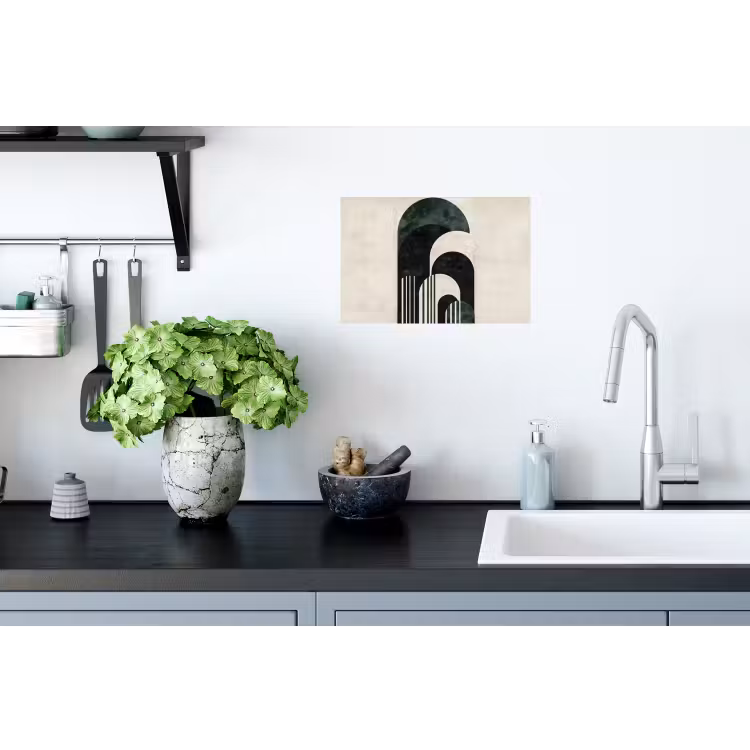 Bogen - Donkergroen - Lijnen Muursticker klein -keuken