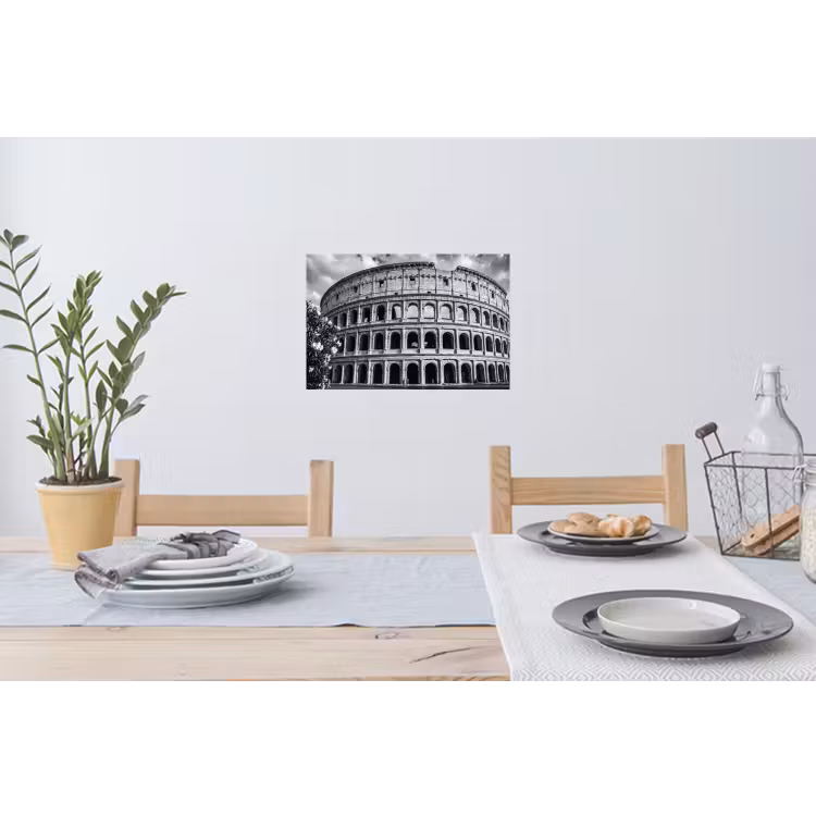 Architectuur - Colosseum - Rome - Historisch - Zwart-wit Muursticker klein -eettafel