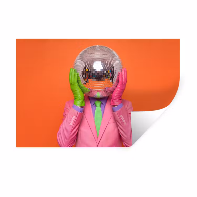 Kunst - Disco bal - Kleurrijk - Modern - Studio Muursticker klein -3d