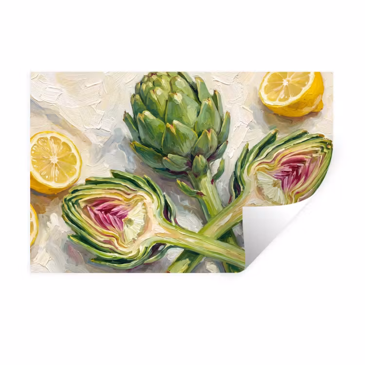 Wall Sticker - Artichoke - Lemon - Food - Artisjok - Citroen - Eten Muursticker klein