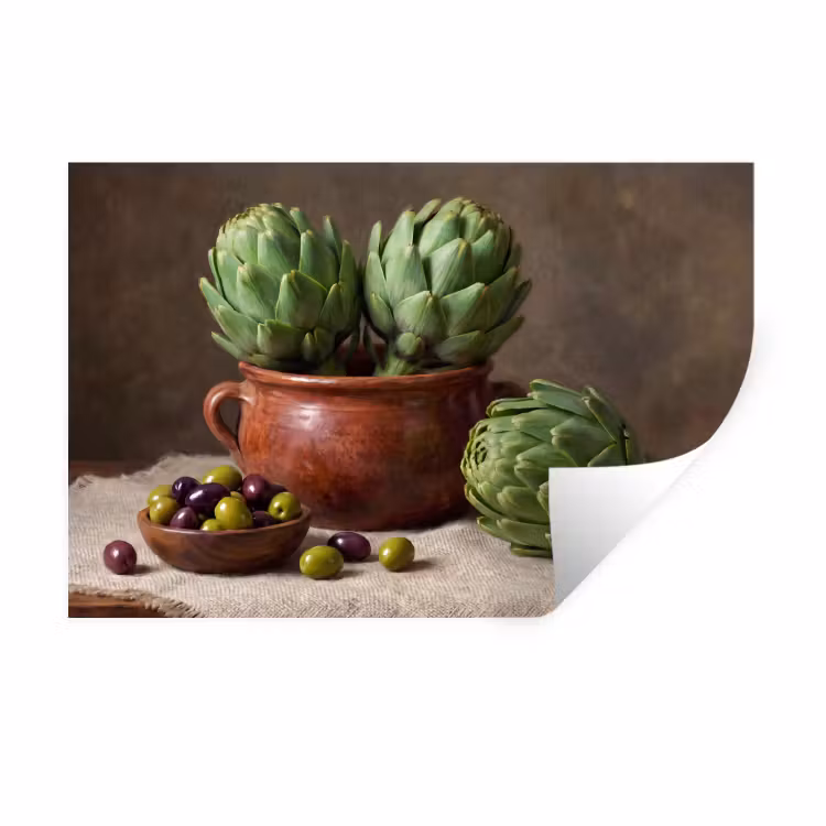 Wall Sticker - Artichokes - Olives - Food - Artisjokken - Olijven - Eten Muursticker klein