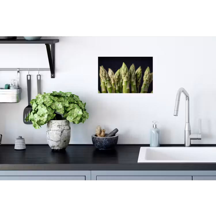 Asperges - Groen - Zwart Muursticker klein -keuken