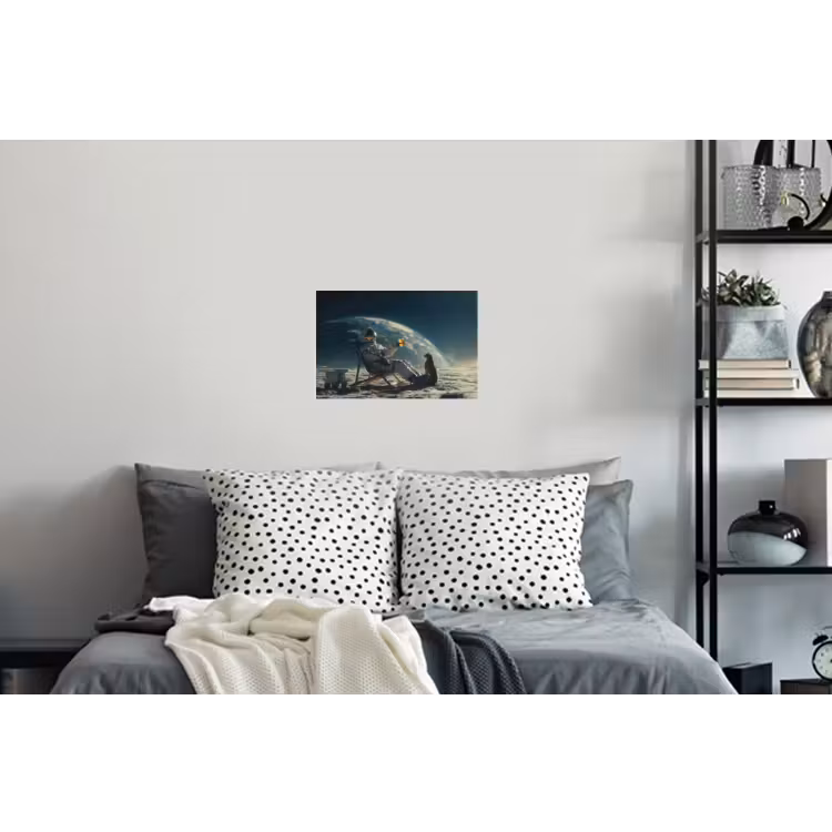 Astronaut - Kat - Glas - Stoel Muursticker klein -slaapkamer