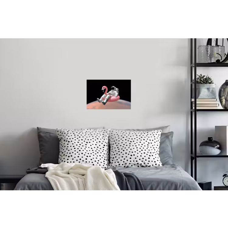 Astronaut - Flamingo - Zwemband - Roze Muursticker klein -slaapkamer
