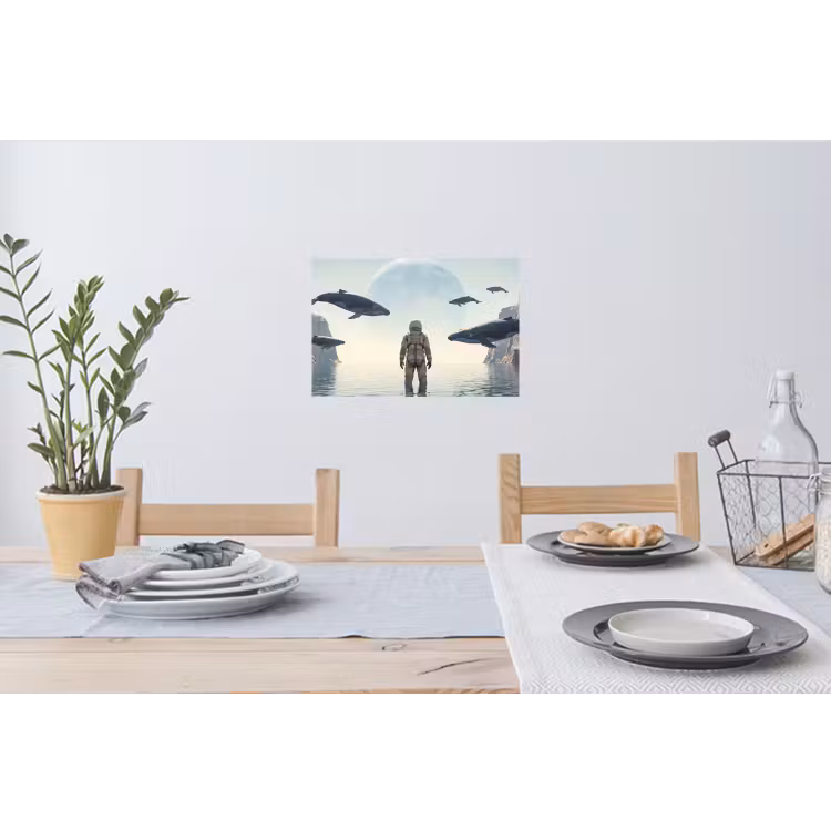 Wall Sticker - Astronaut - Whale - Fantasy - Ruimtevaarder - Walvis - Fantasie Muursticker klein