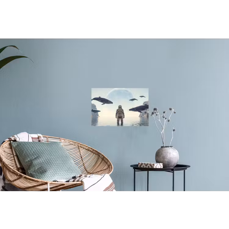 Wall Sticker - Astronaut - Whale - Fantasy - Ruimtevaarder - Walvis - Fantasie Muursticker klein