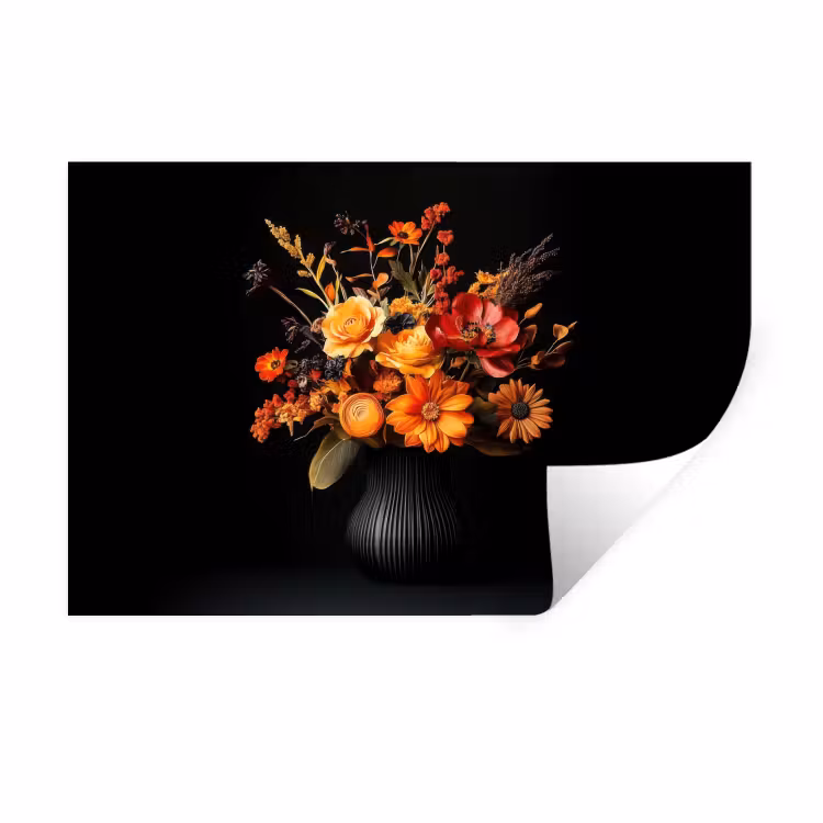 Herfst - Boeket - Oranje Muursticker klein -3d
