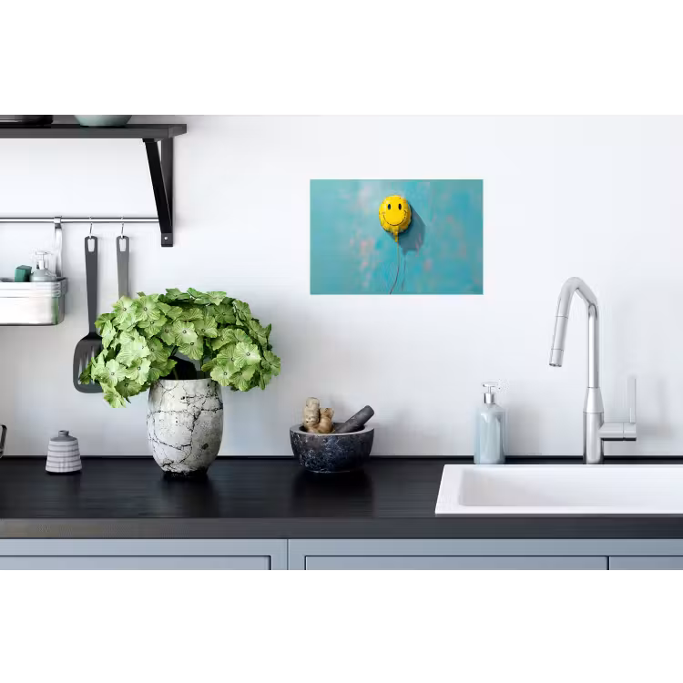 Ballon - Geel - Smiley Muursticker klein -keuken