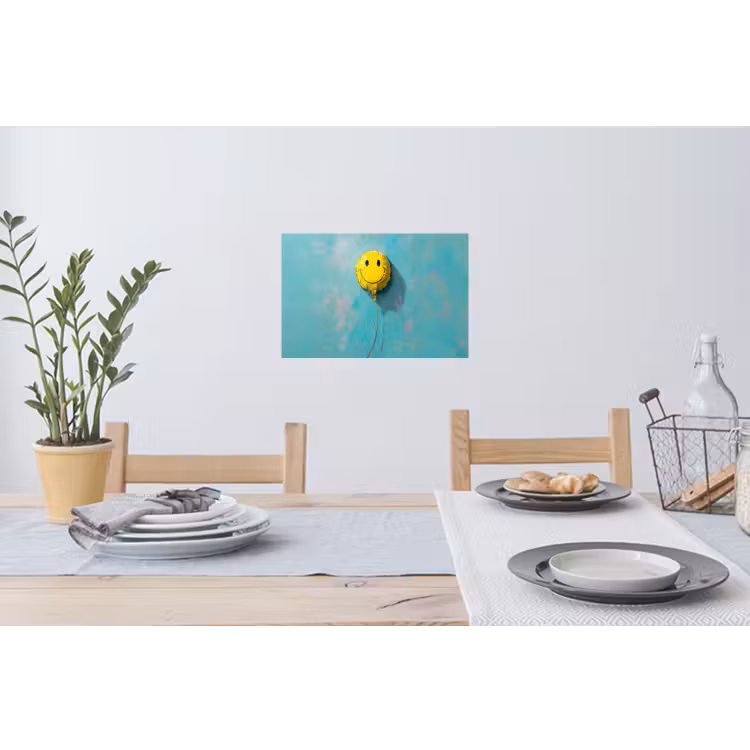 Ballon - Geel - Smiley Muursticker klein -eettafel
