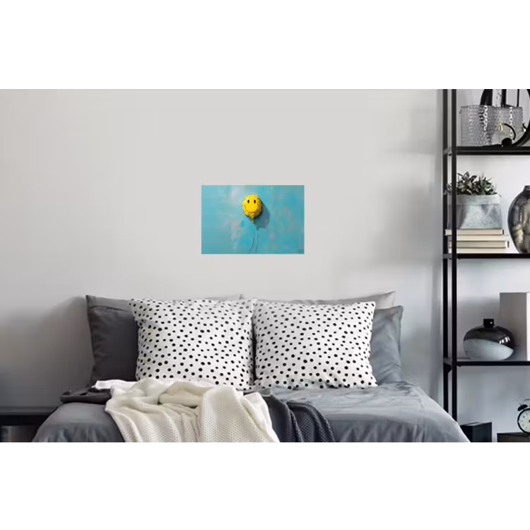 Ballon - Geel - Smiley Muursticker klein -slaapkamer