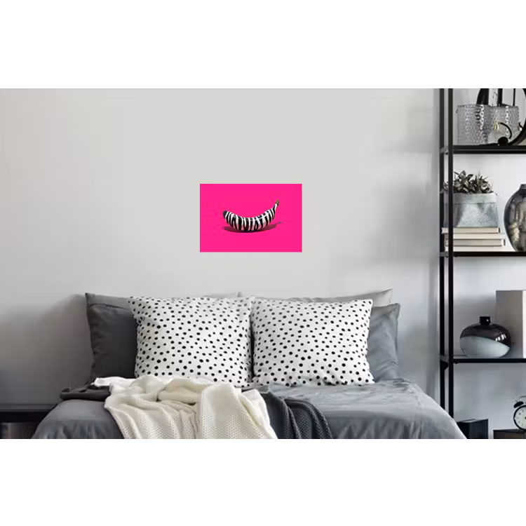 Banaan - Zebraprint - Roze Muursticker klein -slaapkamer