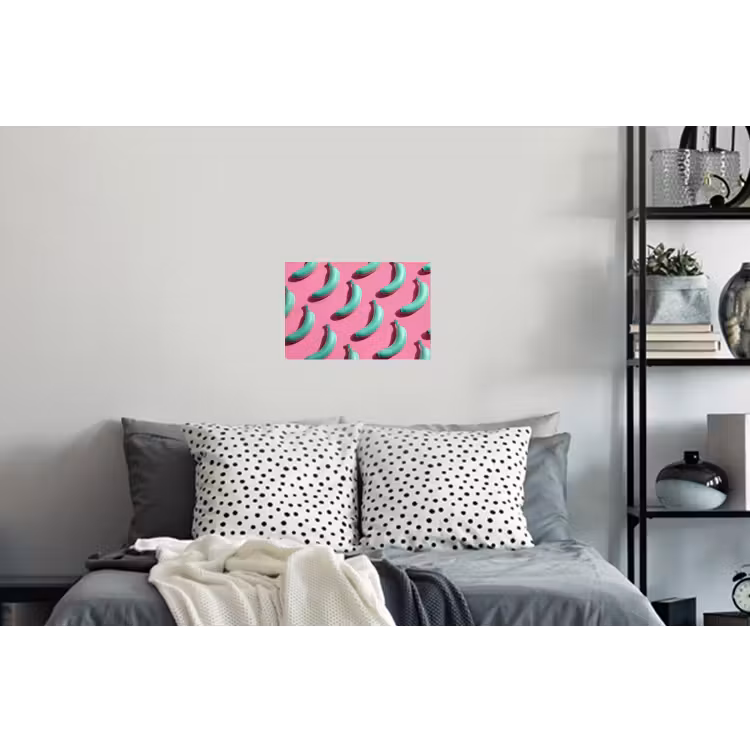 Bananen - Patroon - Blauw - Roze Muursticker klein -slaapkamer