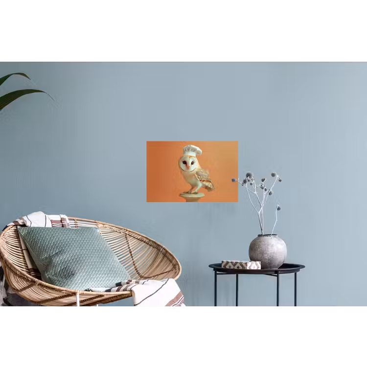 Kerkuil - Koksmuts - Oranje - Vogel Muursticker klein -plant