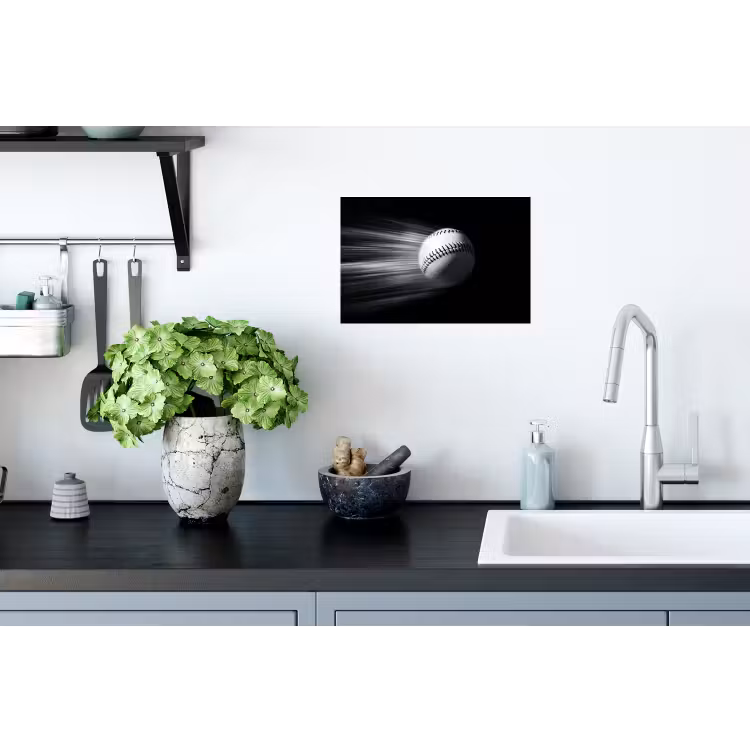 Honkbal - Wit - Vliegt Muursticker klein -keuken