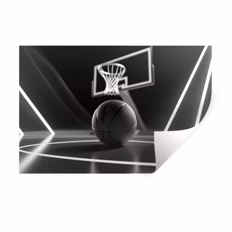 Basketbal - Basketbalveld - Lichtlijnen Muursticker klein -3d