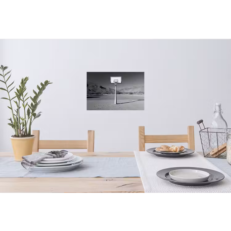 Basketbalpaal - Landschap - Zand - Wit Muursticker klein -eettafel