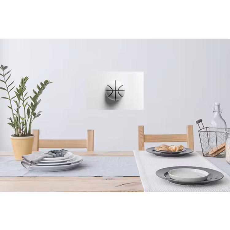 Basketbal - Wit - Schaduw - Lijnen Muursticker klein -eettafel