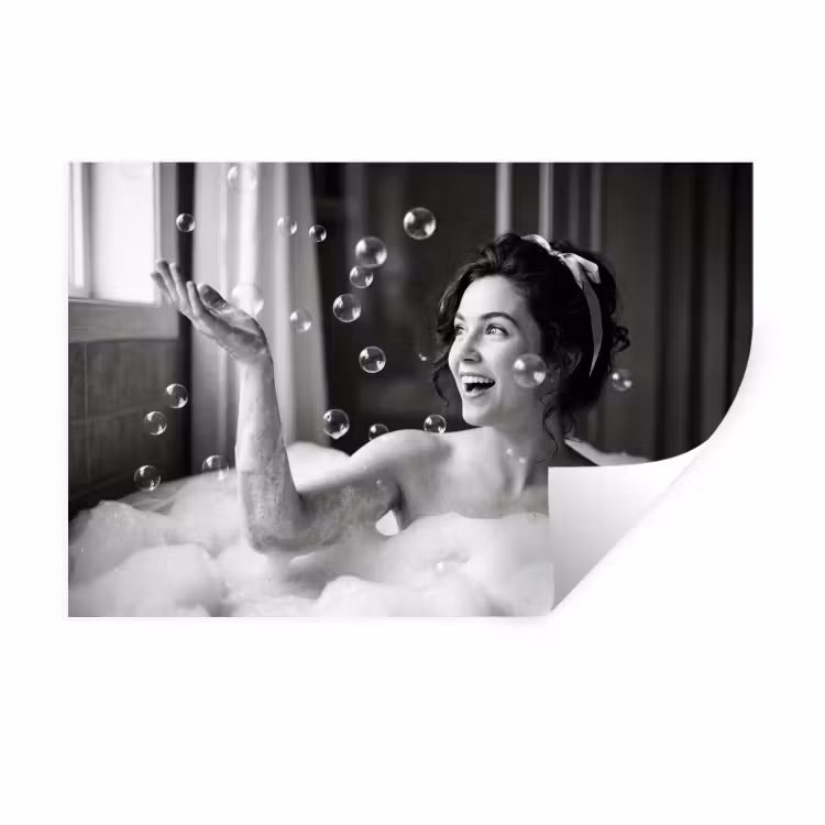 Bad - Bubbels - Zwart - Wit Muursticker klein -3d