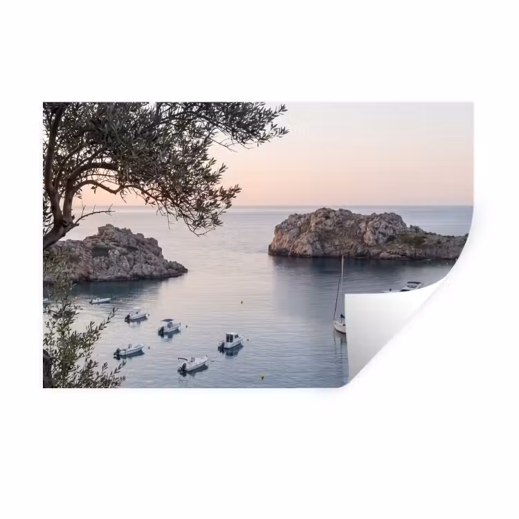 Wall Sticker - Bay - boats - sunset - Baai - boten - zonsondergang Muursticker klein